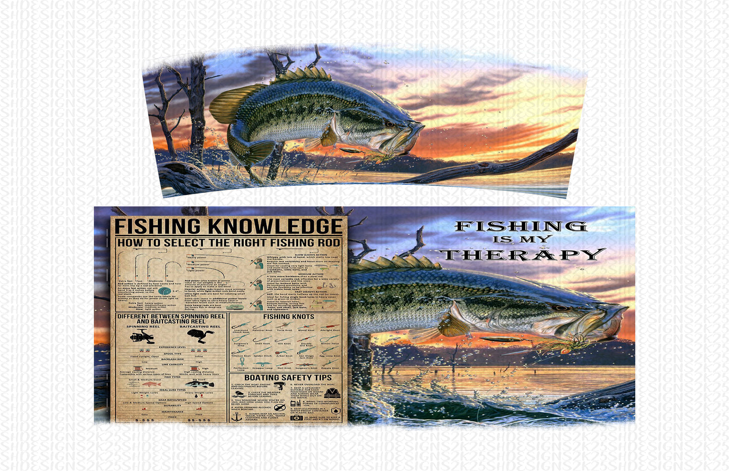 Fishing Knowledge Fishing Is My Therapy Digital File for Sublimation and/or Printing